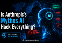 Is Anthropic’s Mythos AI hack everything futuristic AI cybersecurity concept with hacker and digital interface