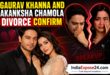 Gaurav Khanna and Akanksha Chamola divorce confirmation featured image showing the couple together with a broken heart graphic and emotional portraits.